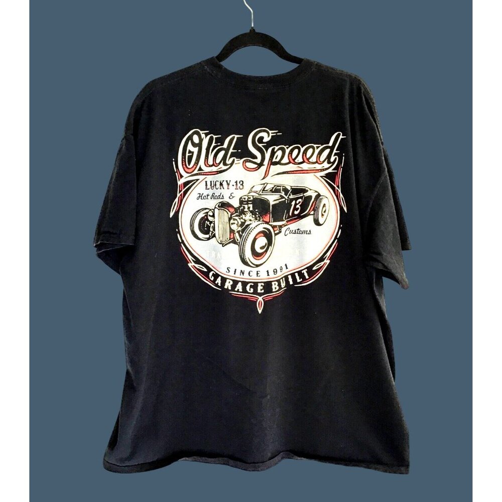 LUCKY THIRTEEN- MENS BLACK GRAPHIC SHORT SLEEVE COTTON T-SHIRT SIZE 2XL